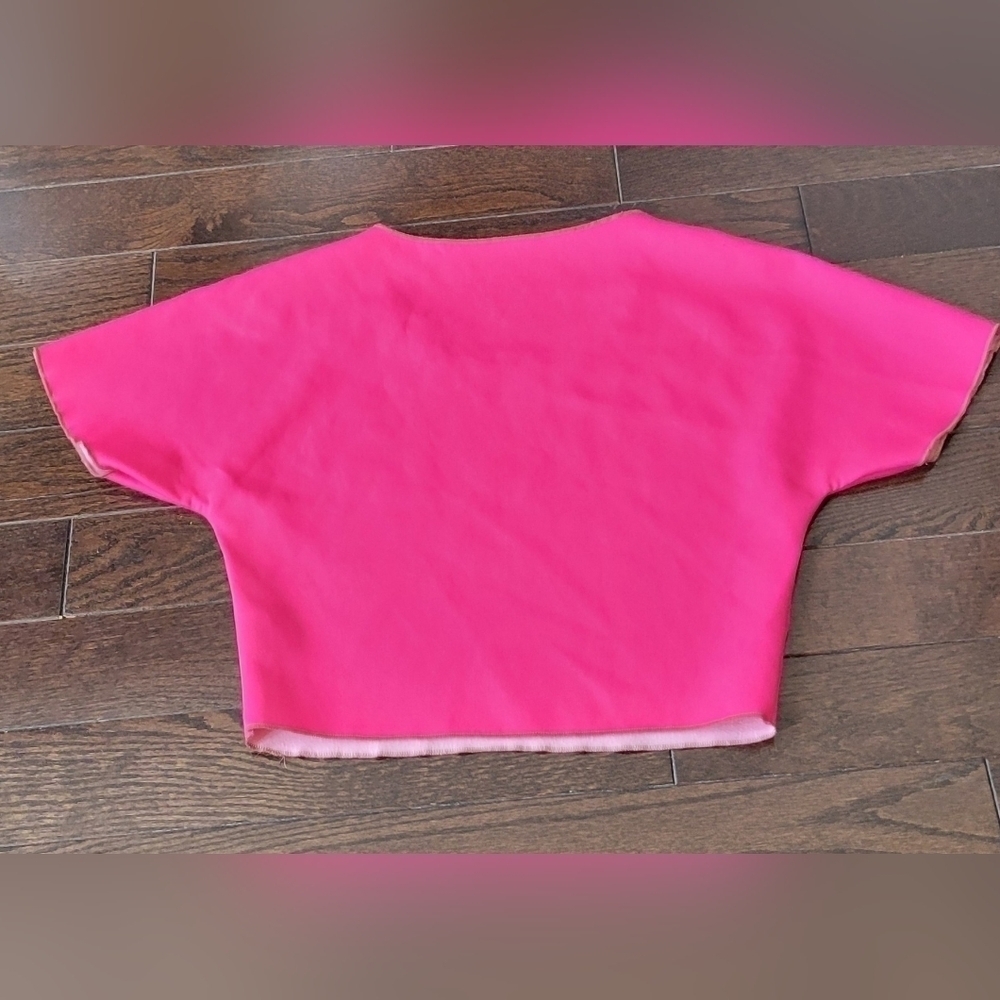 Hot Pink Crop Top Short Sleeve Size 6 - Picture 4 of 5